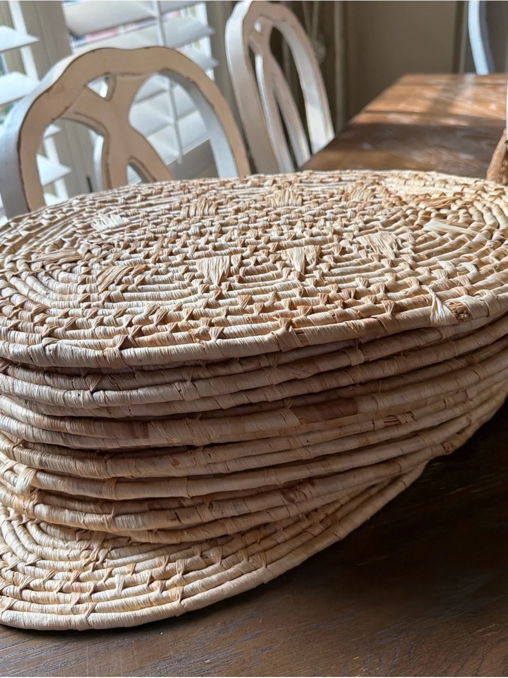 Oval Wicker Woven Placemats Rattan Boho Vintage 18x11.5” Coastal Set of 12